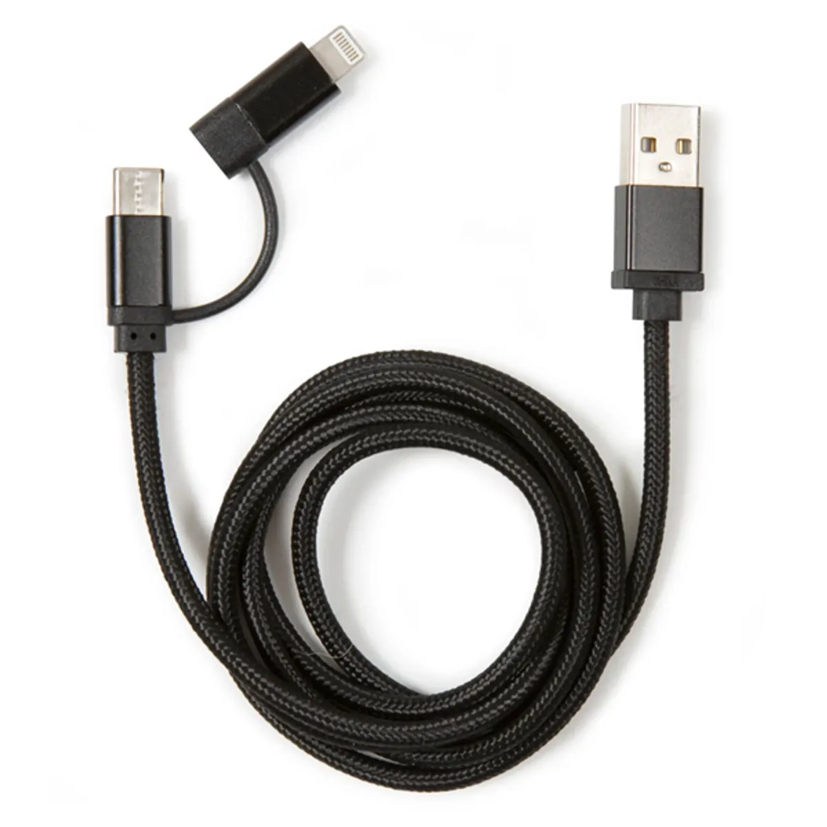 Kikkerland US237-BK fonott USB-C Lightning fekete kábel #1