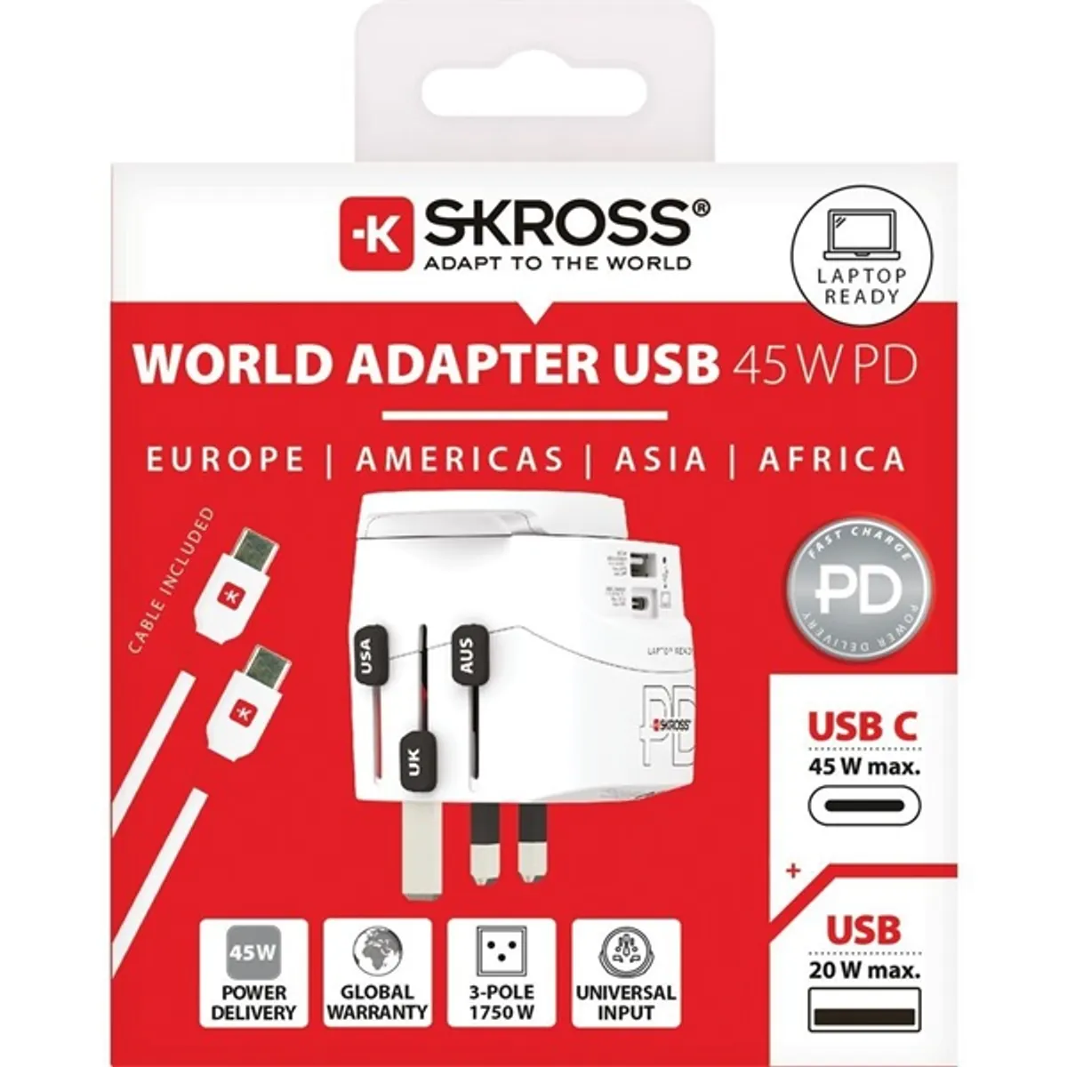 SKROSS 1.302474 PRO Light 45W USB-A/USB-C fehér világutazó adapter + Type-C kábel #4