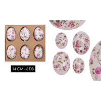 IRIS dekor műanyag tojás 6db virágos rózsaszín 14cm