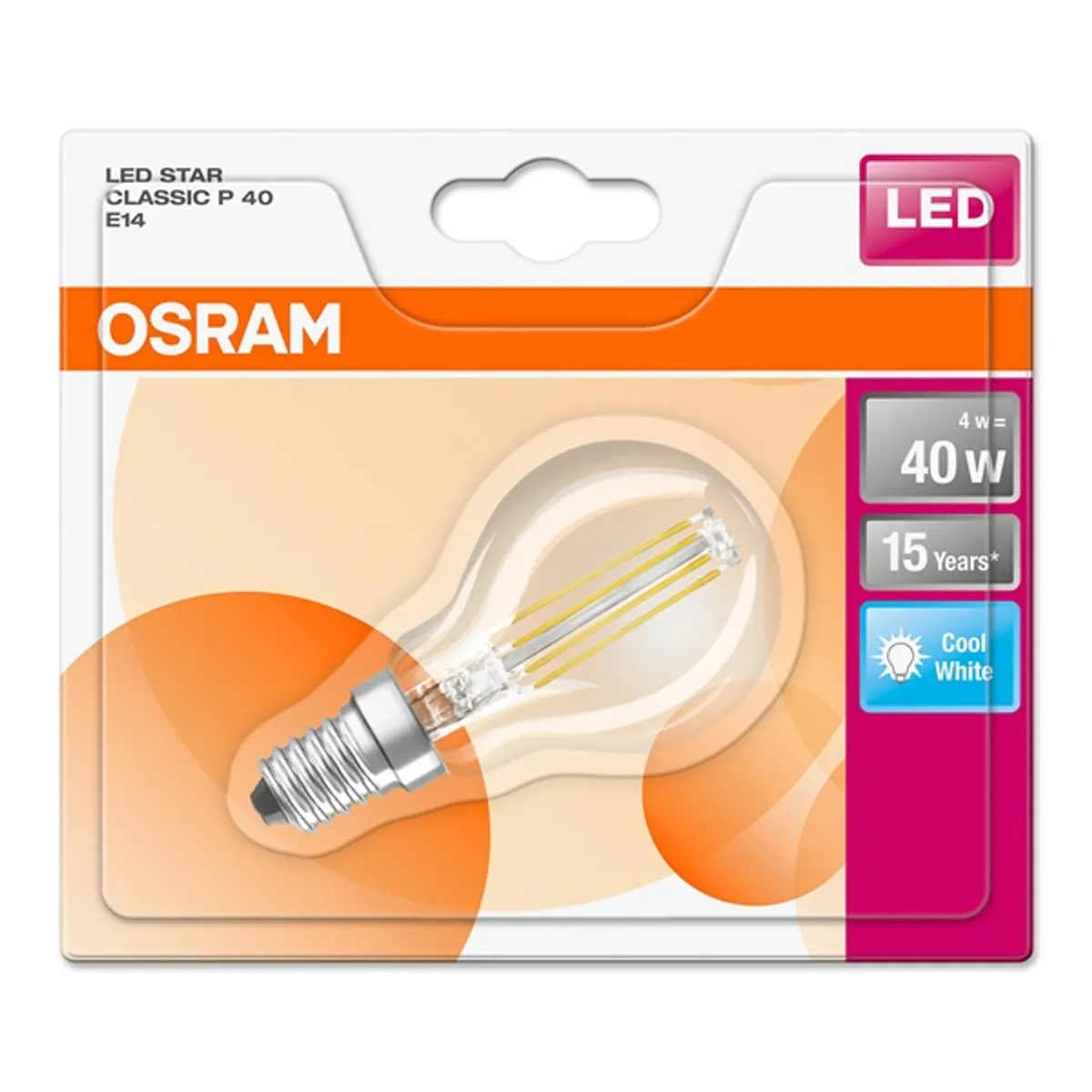 OSRAM LED STAR CL P FIL 40 4,5W/840 E14 filament LED fényforrás #2
