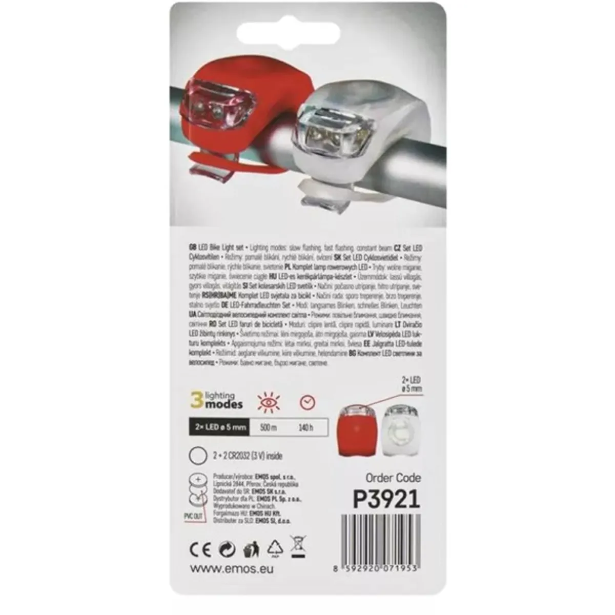 Emos P3921 10lm 2db-os fehér/piros LED kerékpárlámpa szett #4