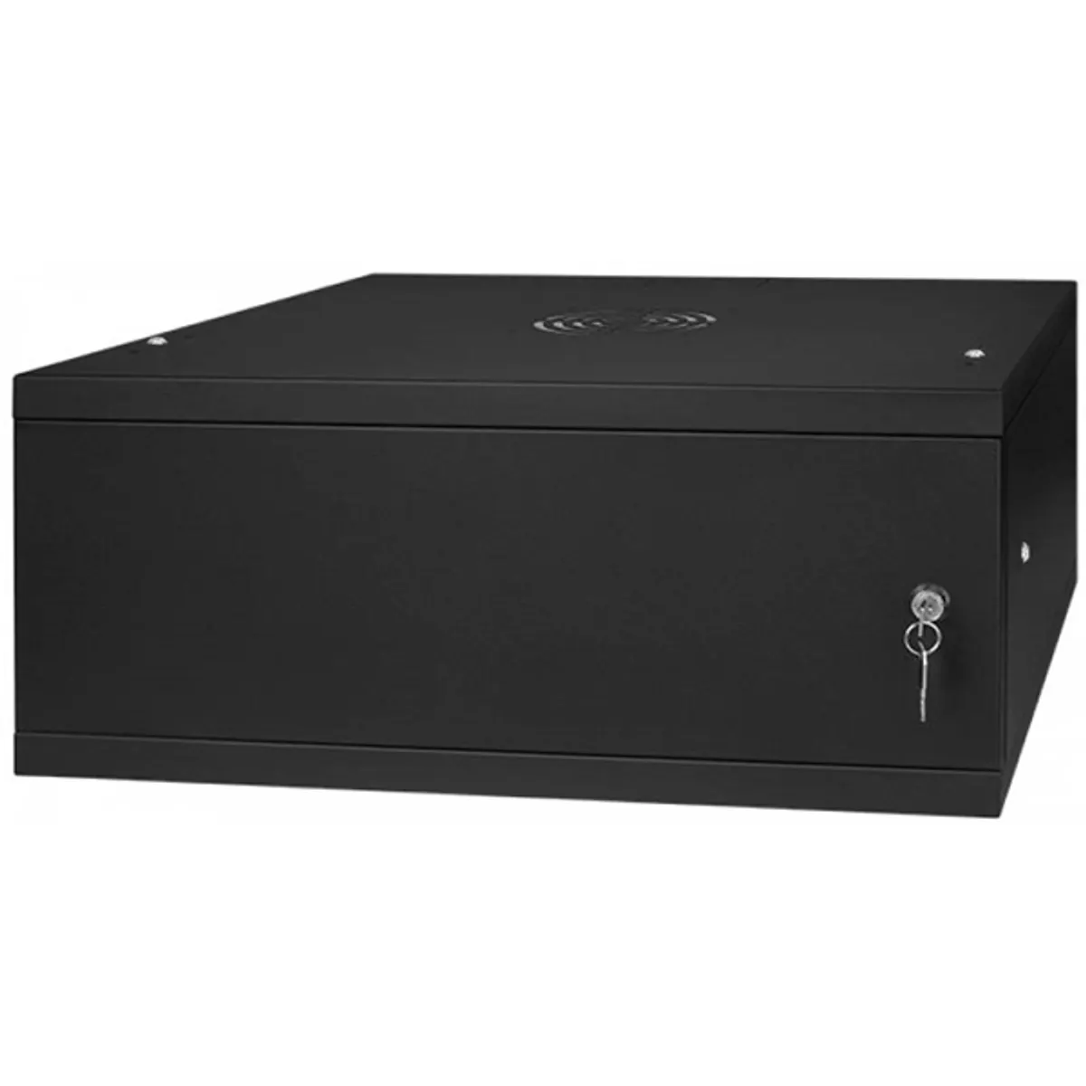 Stalflex RC19-4U-450MB 19" 4U 450 mm mély lapraszerelt fekete fém ajtós fali rack szekrény #2