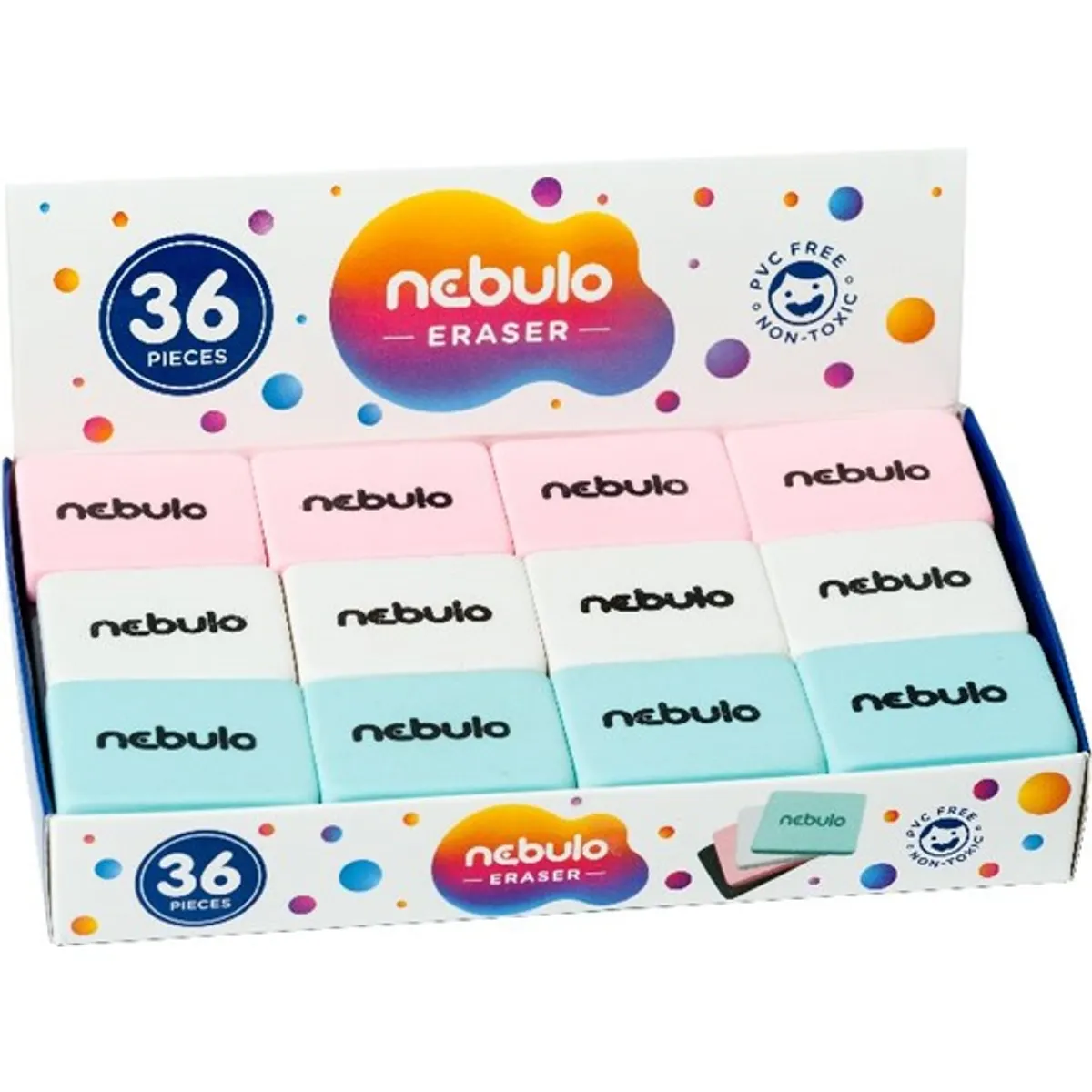 Nebulo 3 színben logózott radír #1