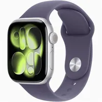 Apple Watch S11 GPS-es (42mm) ezüst alumínium tok, ködös lila S/M sportszíjas okosóra