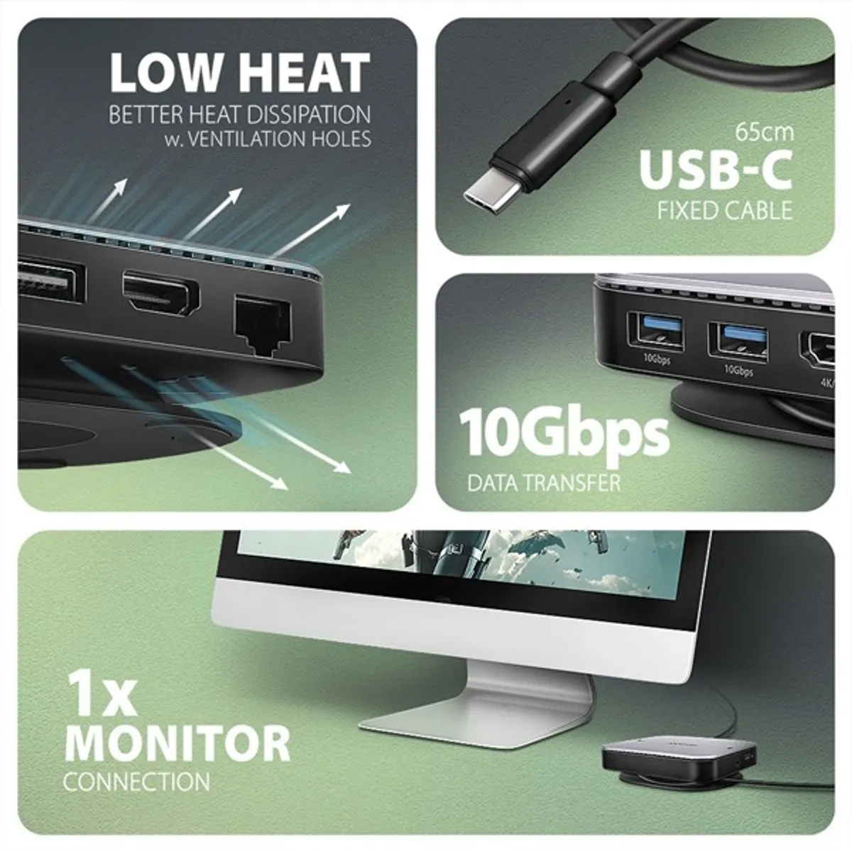 Axagon HMC-UFO USB-C 10Gbps UFO 9in1 hub #5