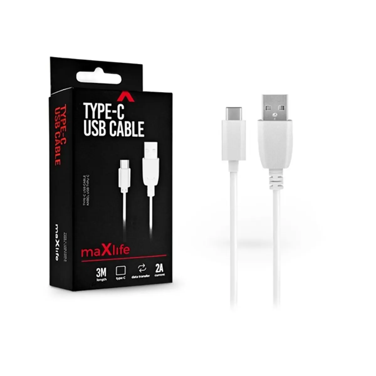 Maxlife TF-0019 5V/2A 3m USB-Type-C fehér adat- és töltőkábel #1