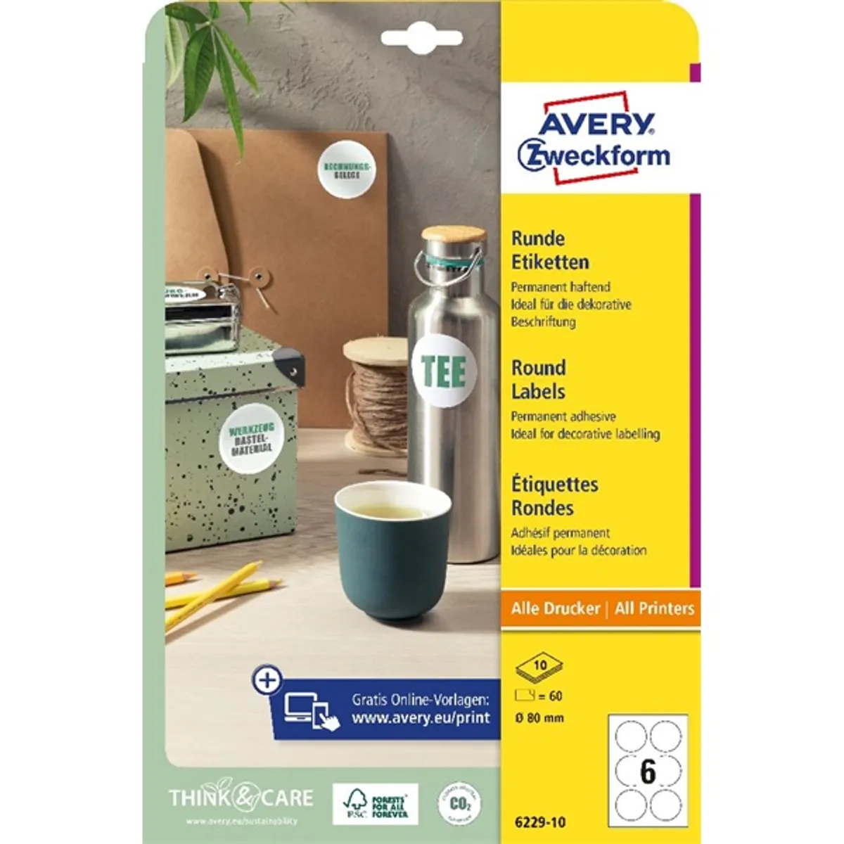 Avery 6229-10 fehér 80mm 10 ív univerzális címke köretikett #2