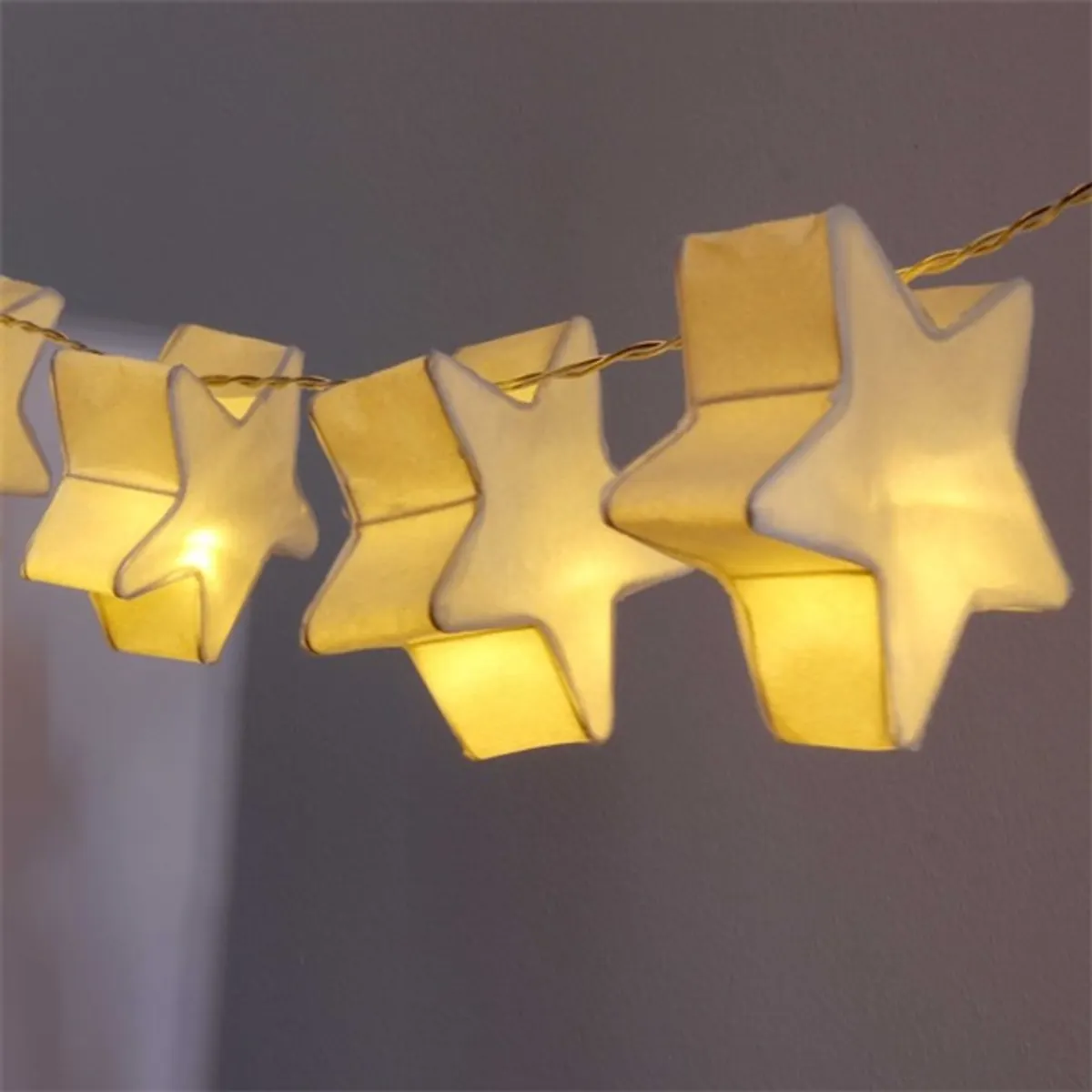 Iris Csillag alakú papír 160cm/meleg fehér/10db LED-es/2xAA elemes fényfüzér, fénydekoráció #1