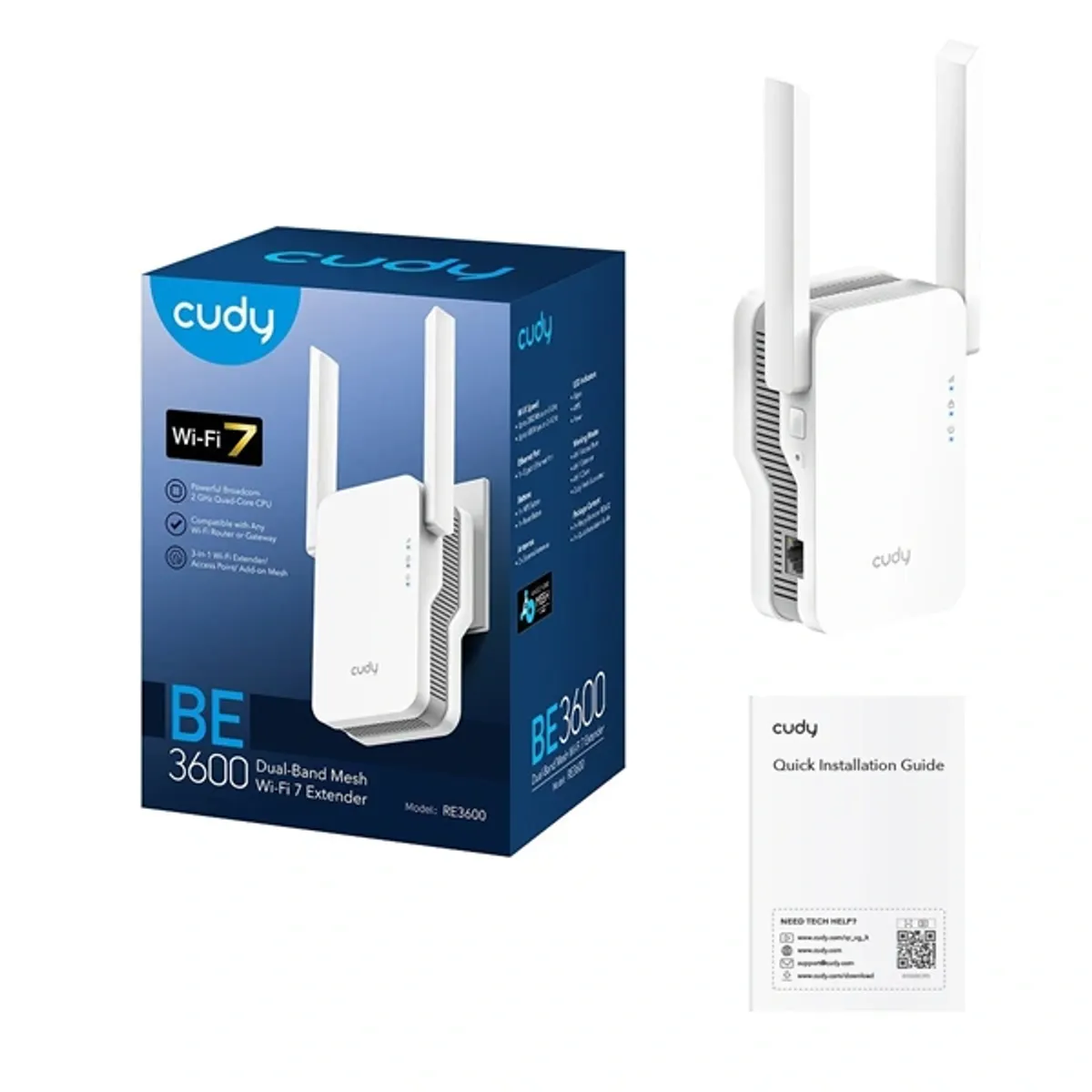 CUDY RE3600 beltéri kétsávos BE3600 WIFI 7, Gigabit LAN, fehér Mesh Range extender, jelerősítő/hatótávnövelő #5