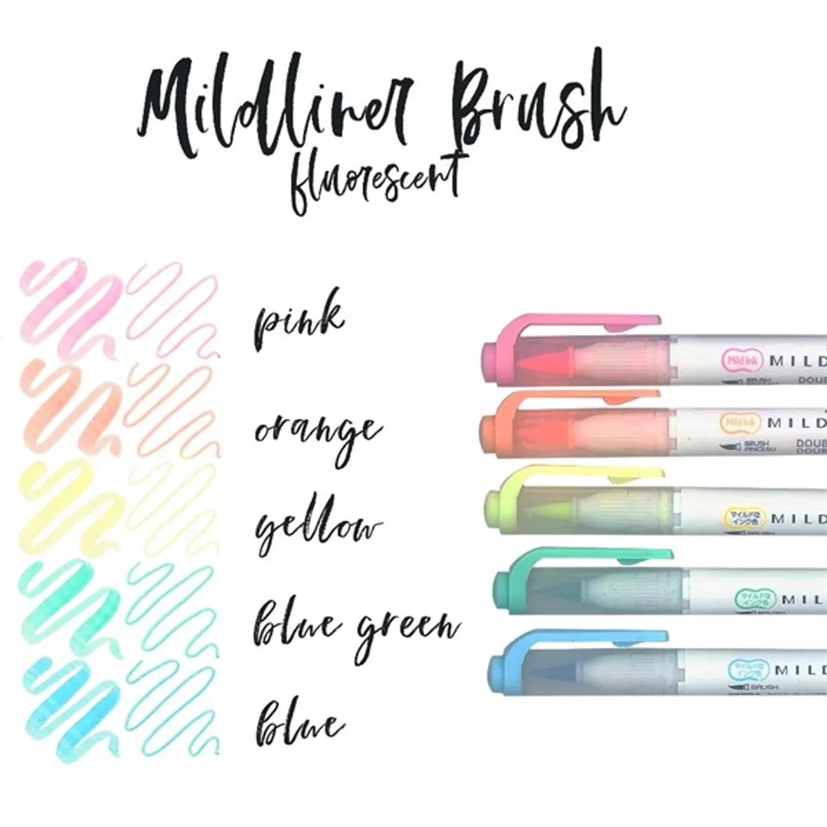 Zebra Mildliner Brush Fluorescent 5db-os kettős végű ecset marker #2