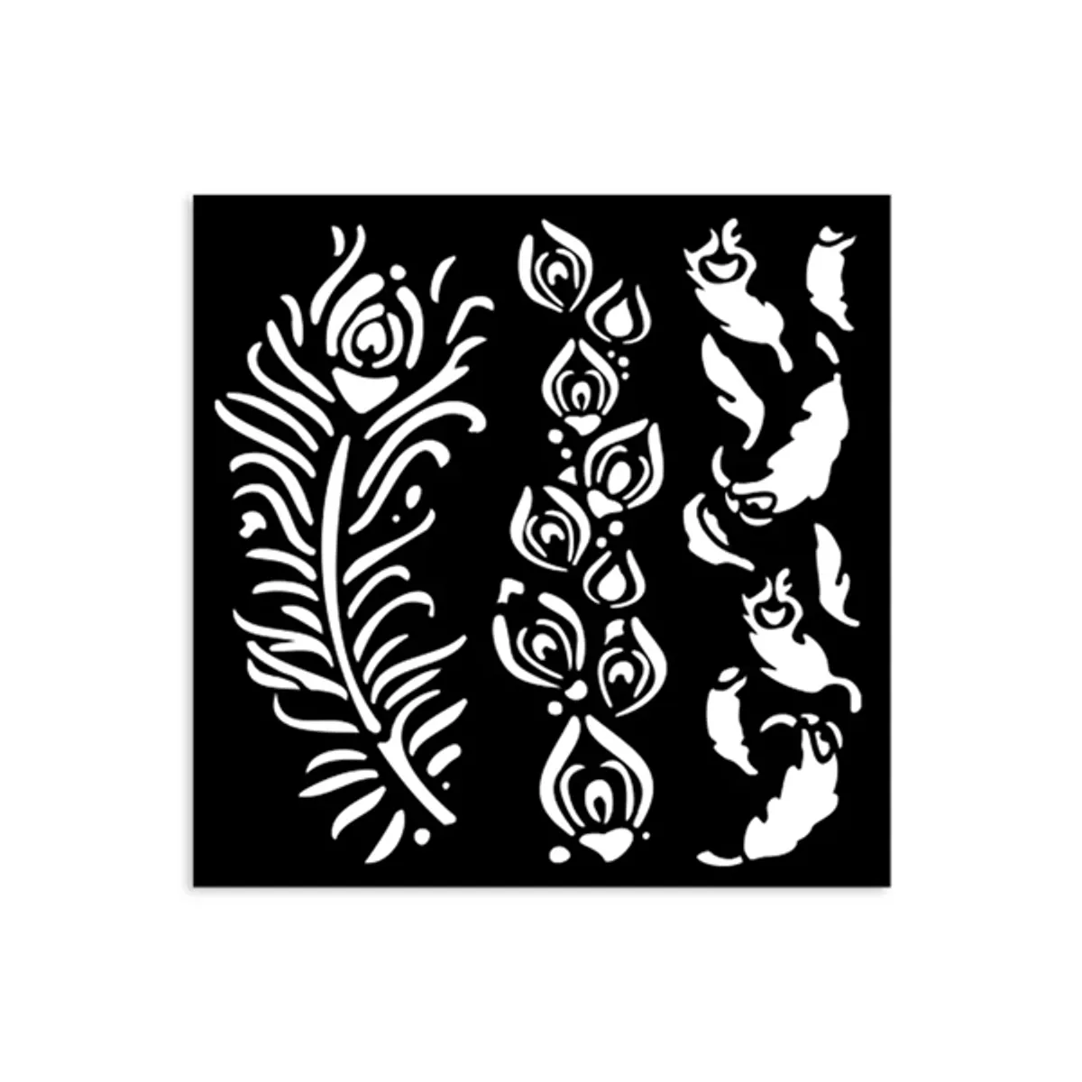 Stamperia Masquerade feathers 12X12 cm vastag stencil #1