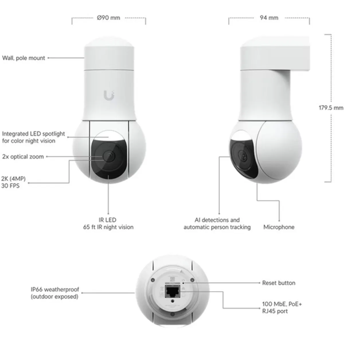 Ubiquiti UniFi UVC-G5-PTZ 4MP 2K kültéri PTZ dómkamera #5
