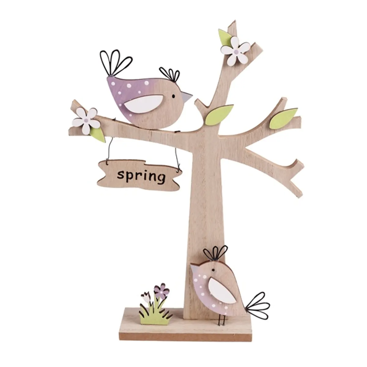 IRIS dekor fa madarak fán spring felirattal lila 21x29cm #1