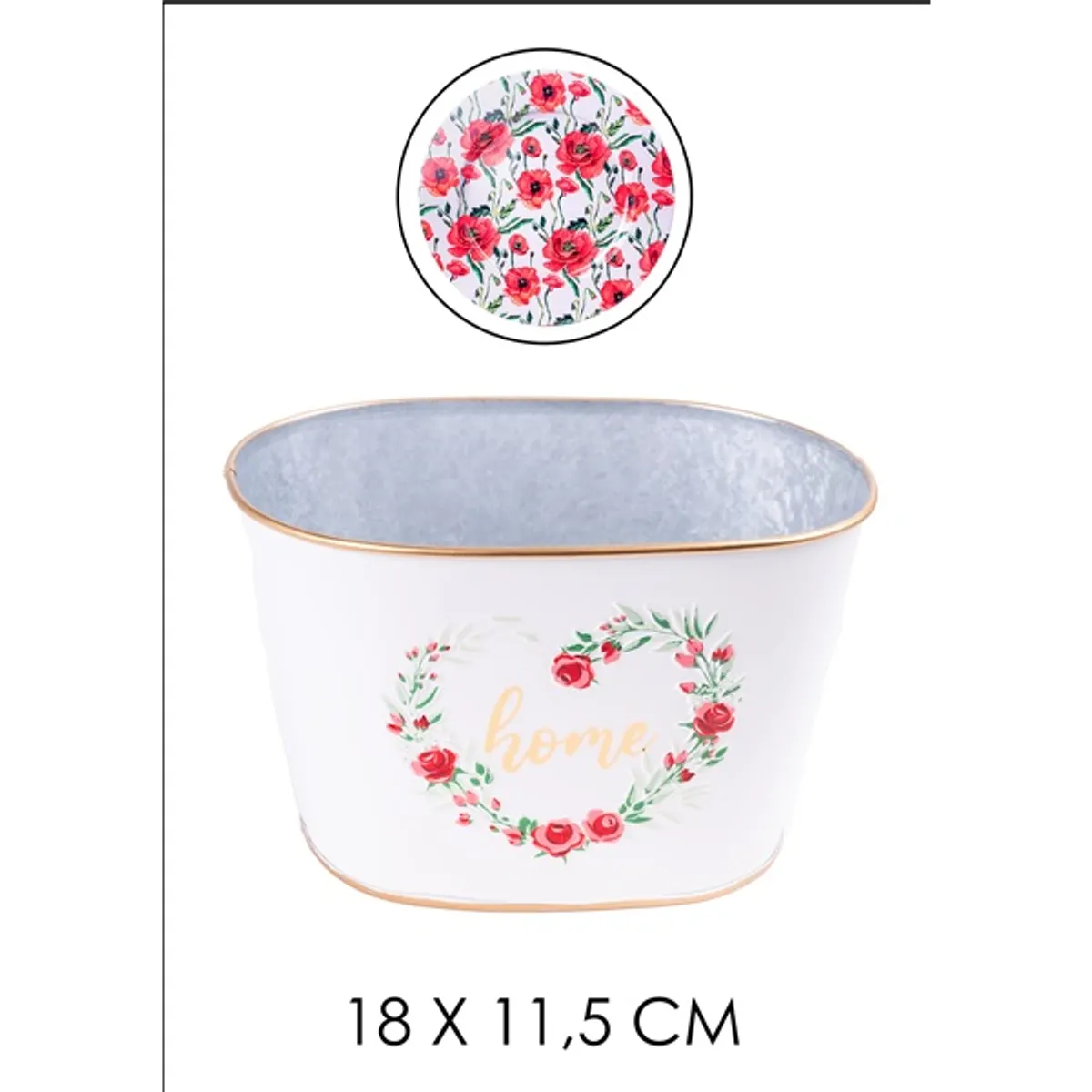 IRIS bádog kaspó "v" piros pipacs 21x13cm #1