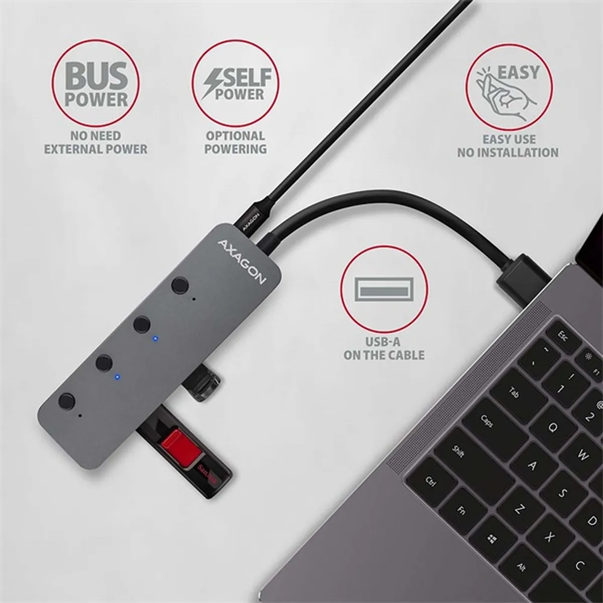 Axagon HUE-MSA 4 portos USB3.0 switch HUB #4