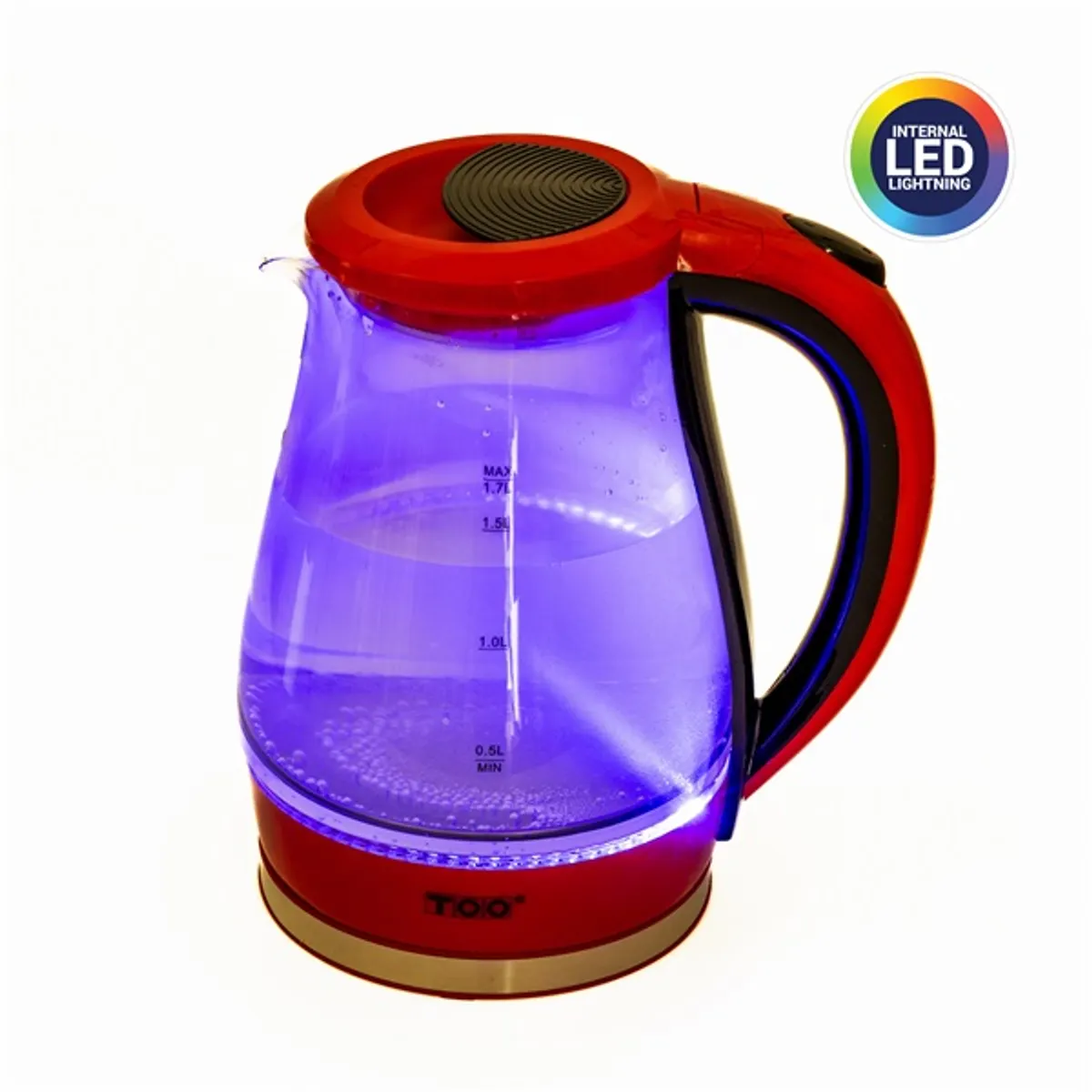 TOO KE-820 1,7L-es piros prémium üveg vízforraló #4