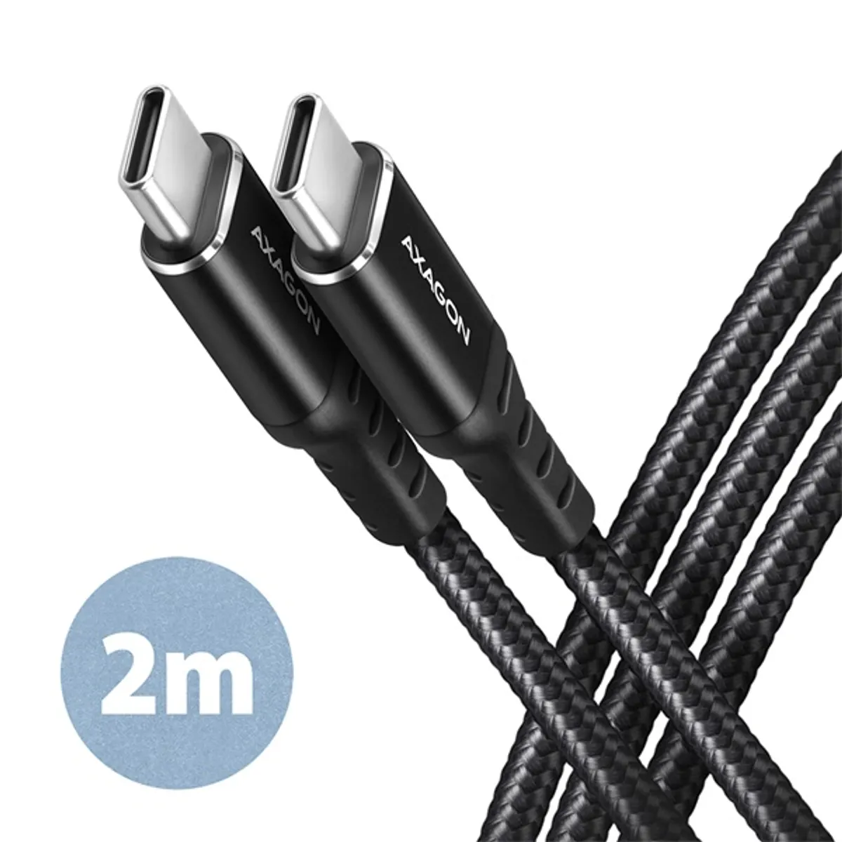Axagon BUCM2-CM20AB 2m USB C fekete adat- és töltőkábel #1