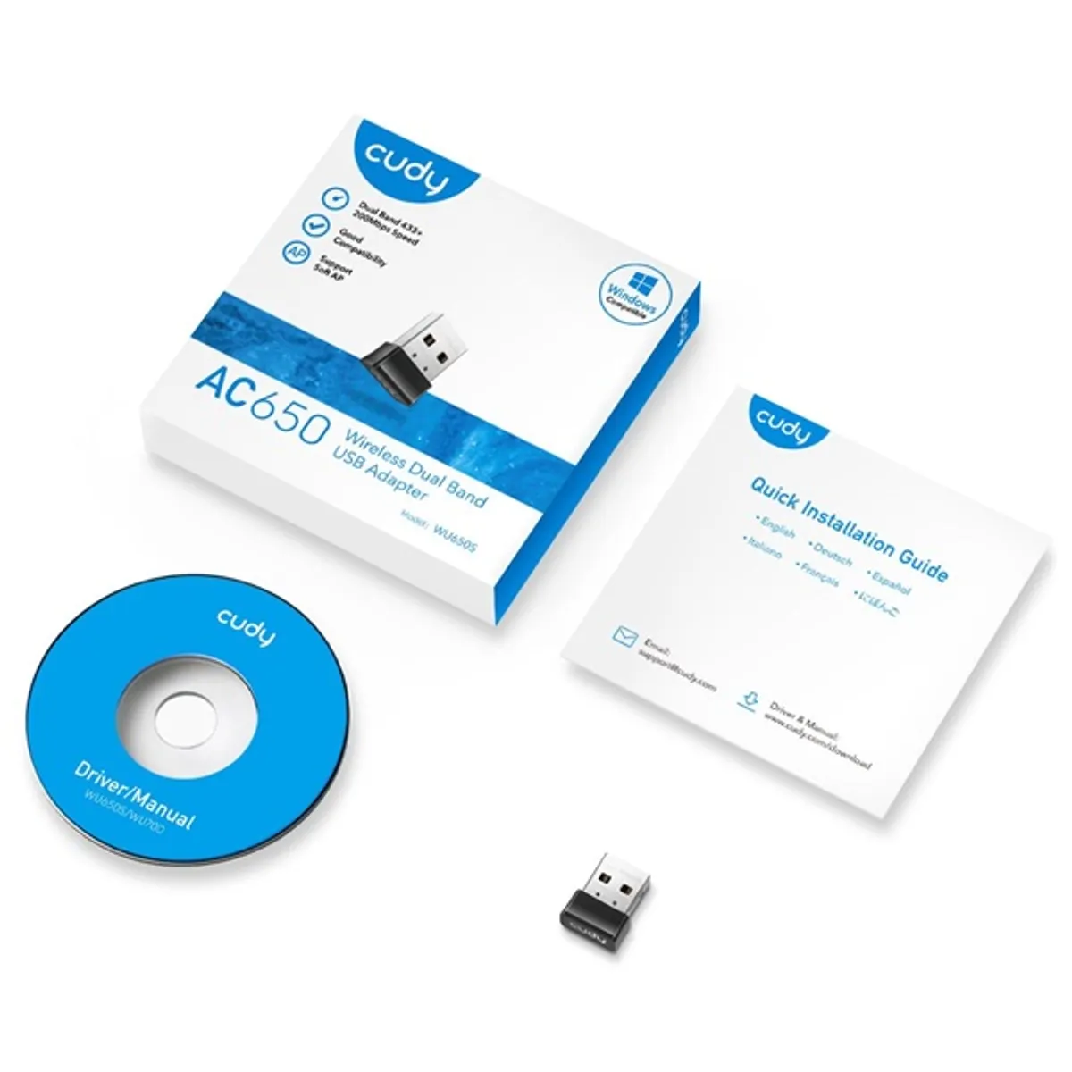 CUDY WU650 kétsávos AC650 WIFI USB mini fekete adapter #5