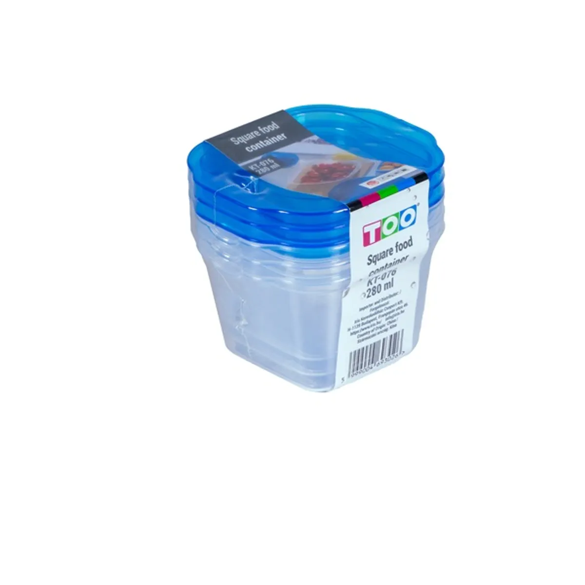 TOO KT-076 3db-os 280ml-es négyzet alakú ételtároló doboz szett #2