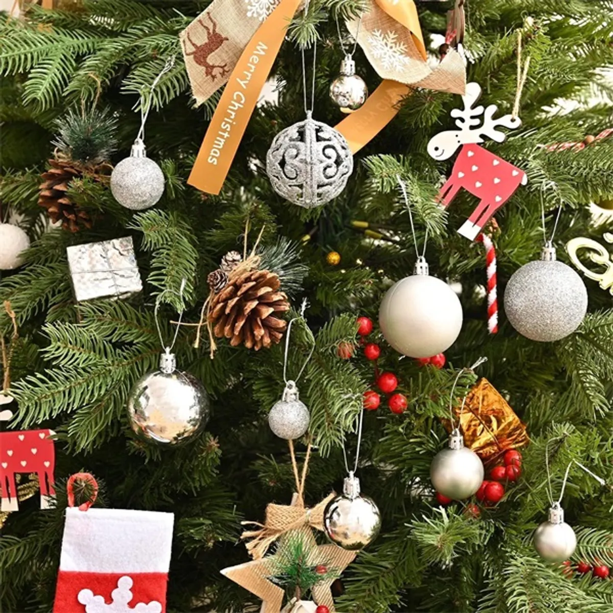 Iris Karácsonyfa gömb szett 100 db-os ezüst #2