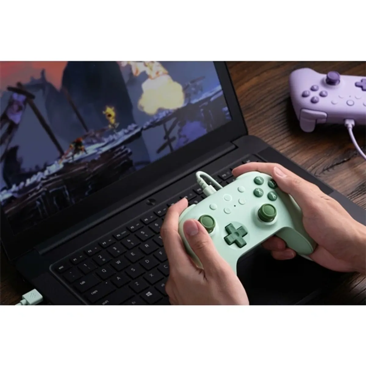 8BitDo Ultimate 2C Wired, PC (Windows), Mobil (Android), 1000Hz, Hall-Effect, zöld vezetékes kontroller #4