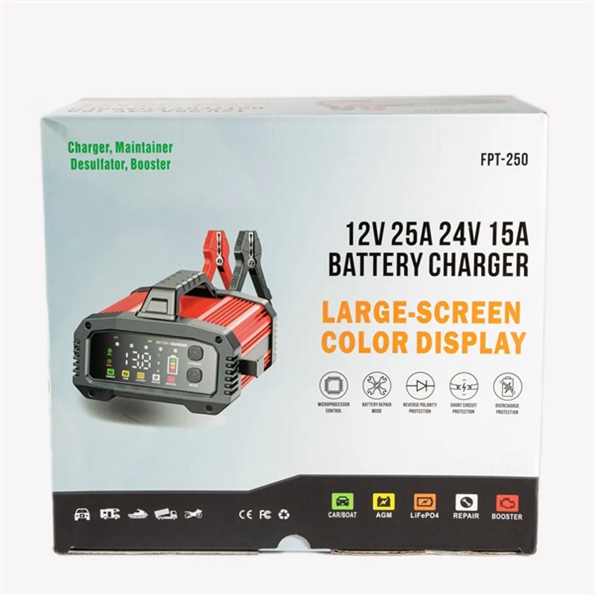 IRIS TOOLS ITBC-700 Intelligens automata nagy teljesítményű 8 lépcsős akkumulátor töltő 300W, 12V 25A vagy 24V 12,5A, AG #2