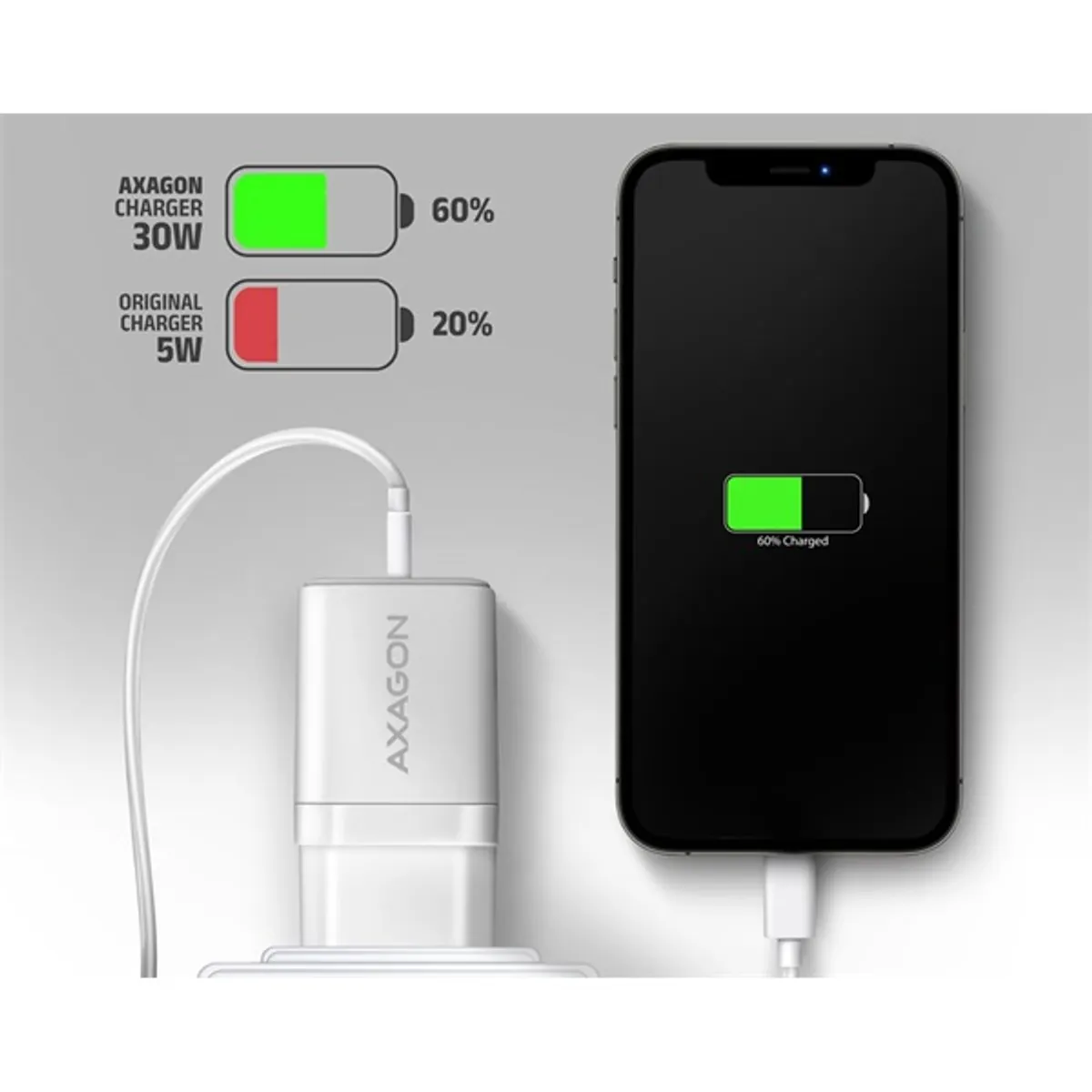 Axagon ACU-PQ30W USB-C + QC3.0 30W fehér fali töltő #6