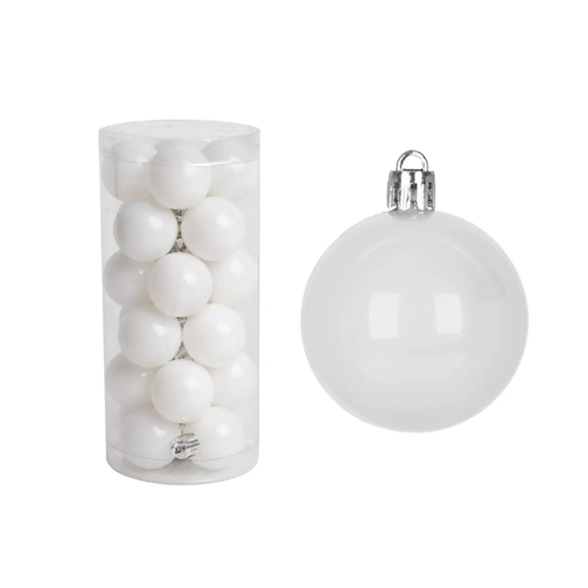 IRIS Karácsonyfa gömb fehér fényes, 24 db-os, 3cm #1
