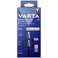 Varta 57937101111 2m 12W 3in1 USB A - Lightning/microUSB/Type C adat- és töltőkábel #3
