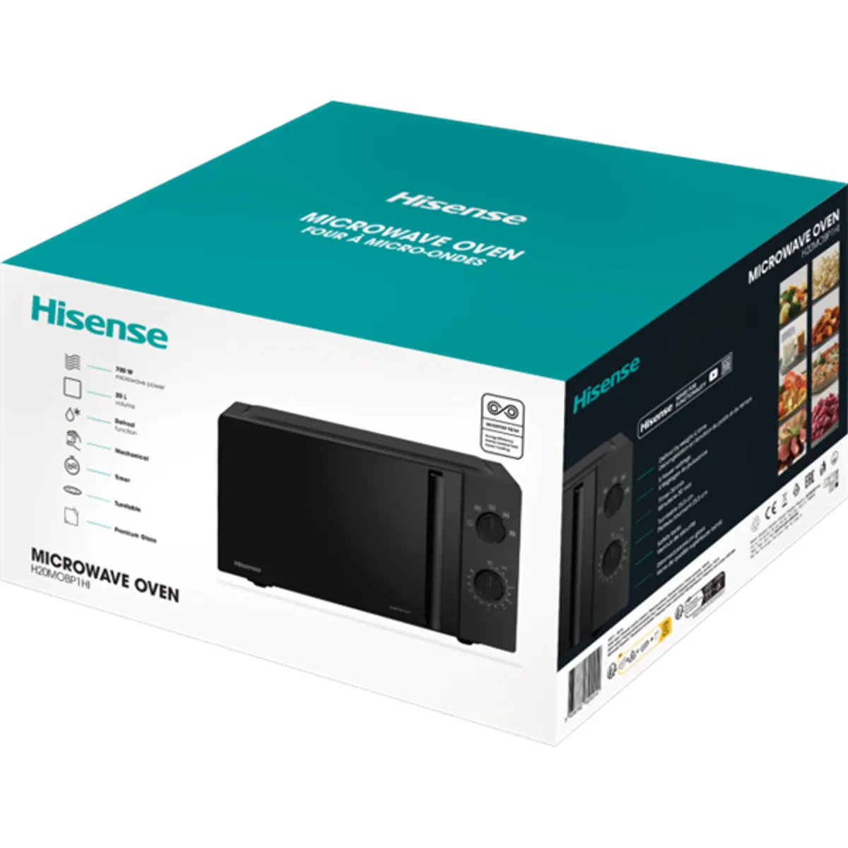 Hisense H20MOBP1HI 700W 20L fekete mikrohullámú sütő #4