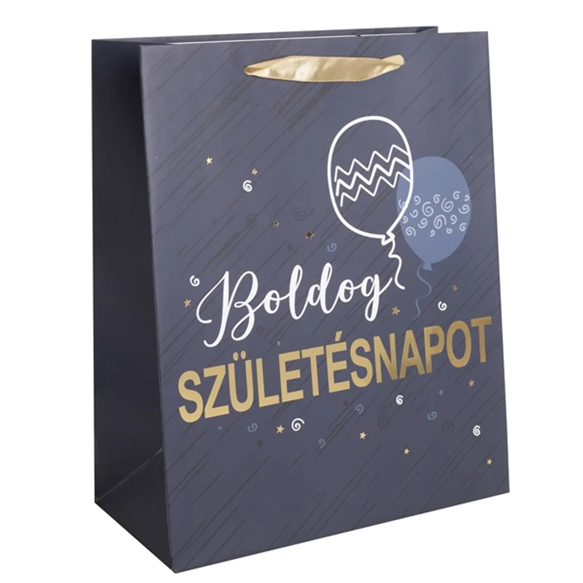 Iris boldog születésnapot sötét kék/arany papírtasak matt 18*23 cm #1