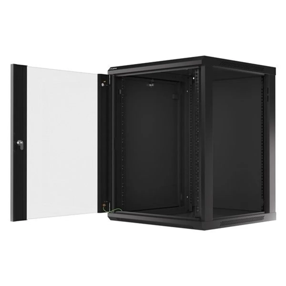 Lanberg WF01-6615-10B 19" 15U SZÉL:600mm MÉLY:600mm MAG:774mm lapraszerelt üvegajtós fekete fali rack szekrény #5