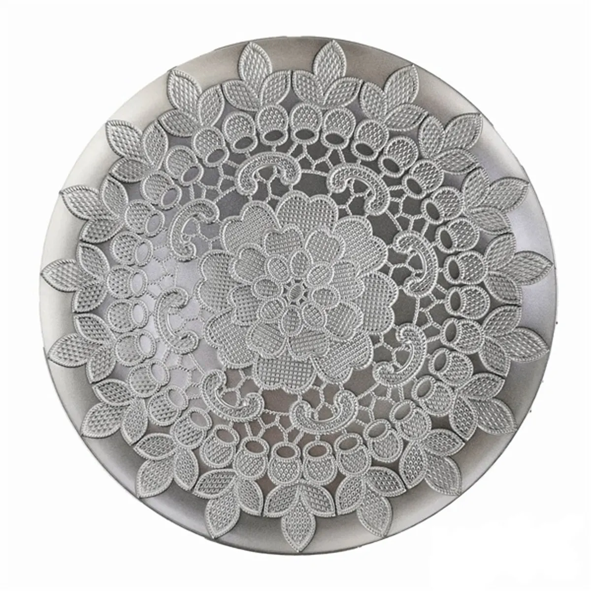 Iris dekor tálca kör 33cm csipke ezüst #1