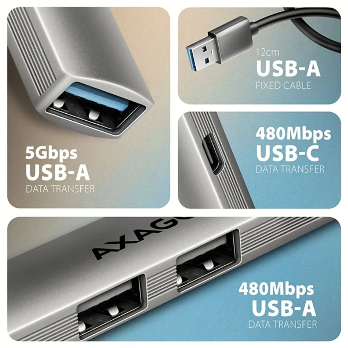 Axagon HUE-STA ALU STRIP USB-A 4 port hub #3
