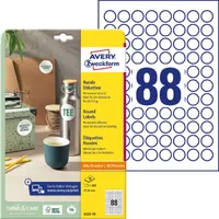 Avery 20mm 10ív 6222-10 univerzális fehér köretikett #2