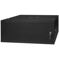 Stalflex RC19-4U-450MB 19" 4U 450 mm mély lapraszerelt fekete fém ajtós fali rack szekrény #2