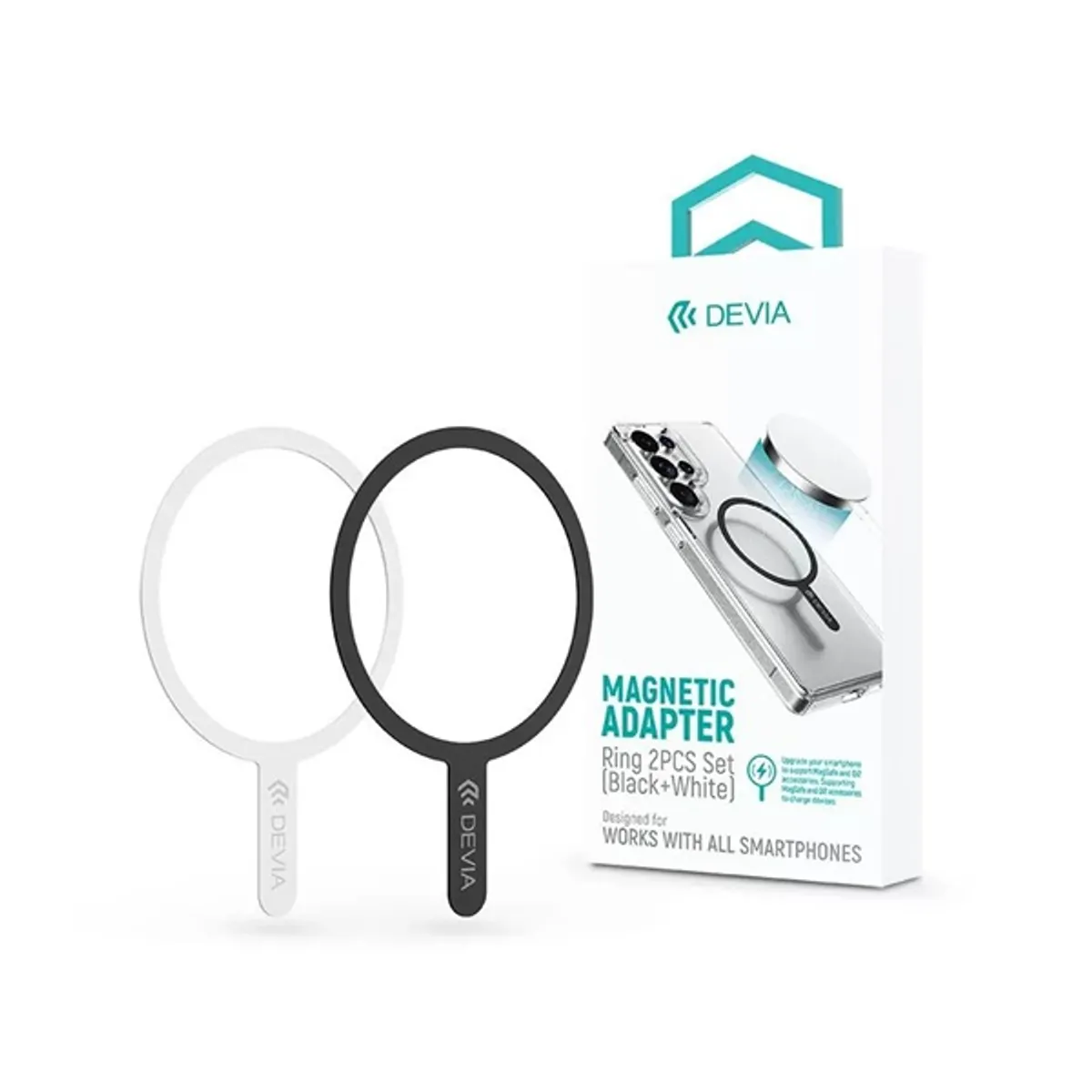 Devia ST124936 MagSafe mágneses autós tartóhoz fekete, fehér fém ellenlapka 2db/csomag #1