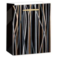 IRIS matt papírtasak fekete/bronz csíkos 26 x 32cm