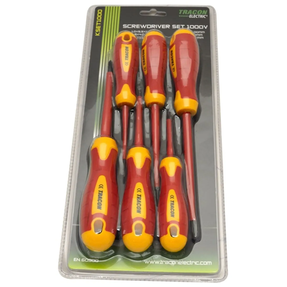 Tracon KSET1000 1000V-ra szigetelt 1×5,5×125mm; 0,8×4×100mm; 0,4×2,5×75mm csillag kombi csavarhúzó készlet #2
