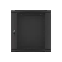 Lanberg WF01-6412-10B 19" 12U SZÉL:600mm MÉLY:450mm MAG:640mm lapraszerelt üvegajtós fekete fali rack szekrény #1