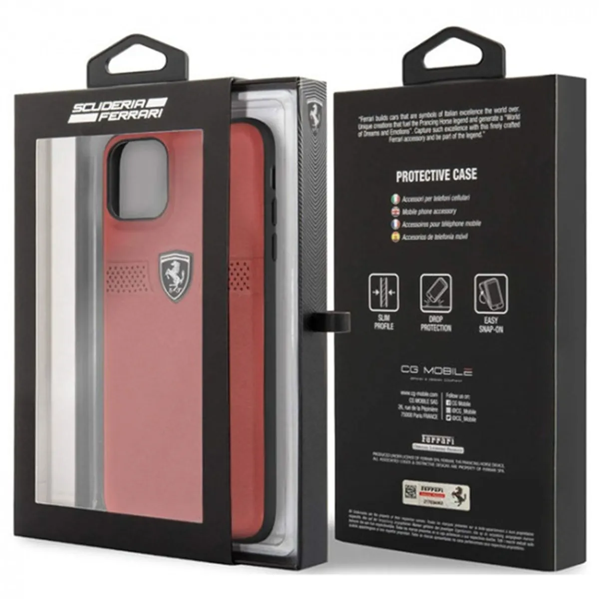 FERRARI Off Track iPhone 11 Pro Max piros szemcsés bőrtok #4