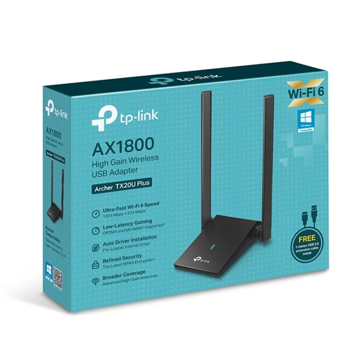 TP-Link Archer TX20U Plus AX1800 két antennás nagy teljesítményű vezeték nélküli fekete USB adapter #6