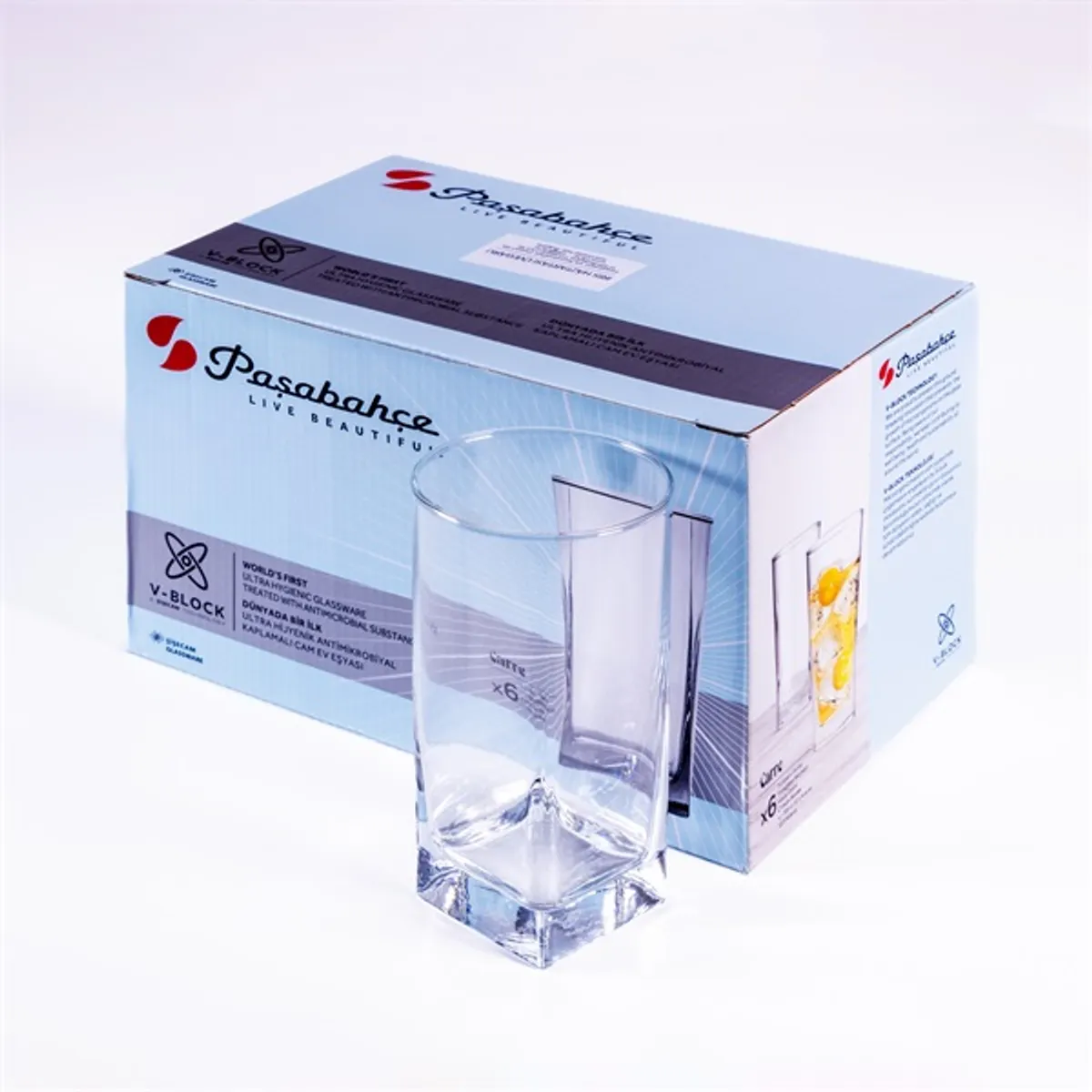 PASABAHCE Carre Long Drink 305ml koktélos pohár szett 6 darabos #3