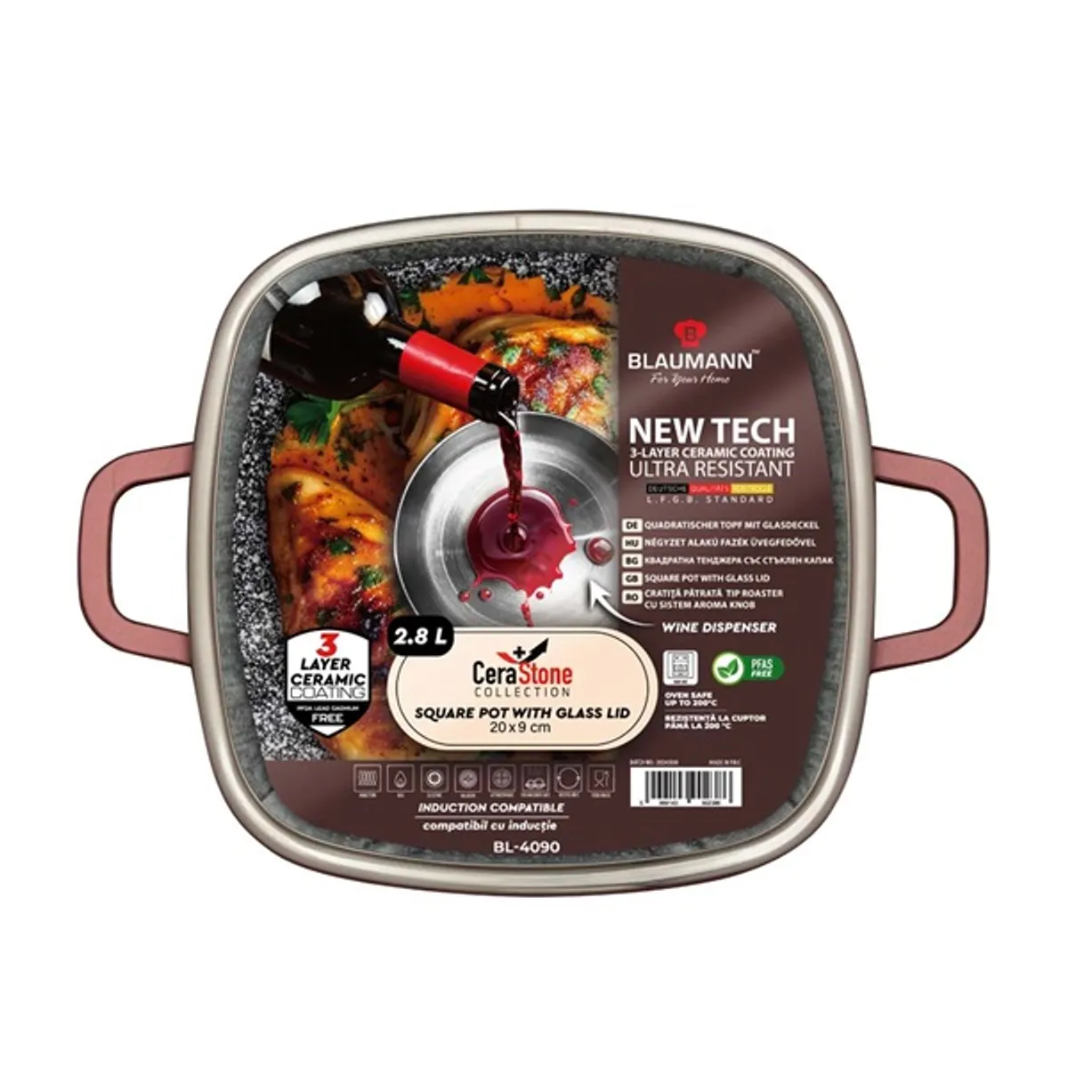 Blaumann BL-4090 Cerastone Collection 20 cm-es négyzet alakú edény fedővel #3