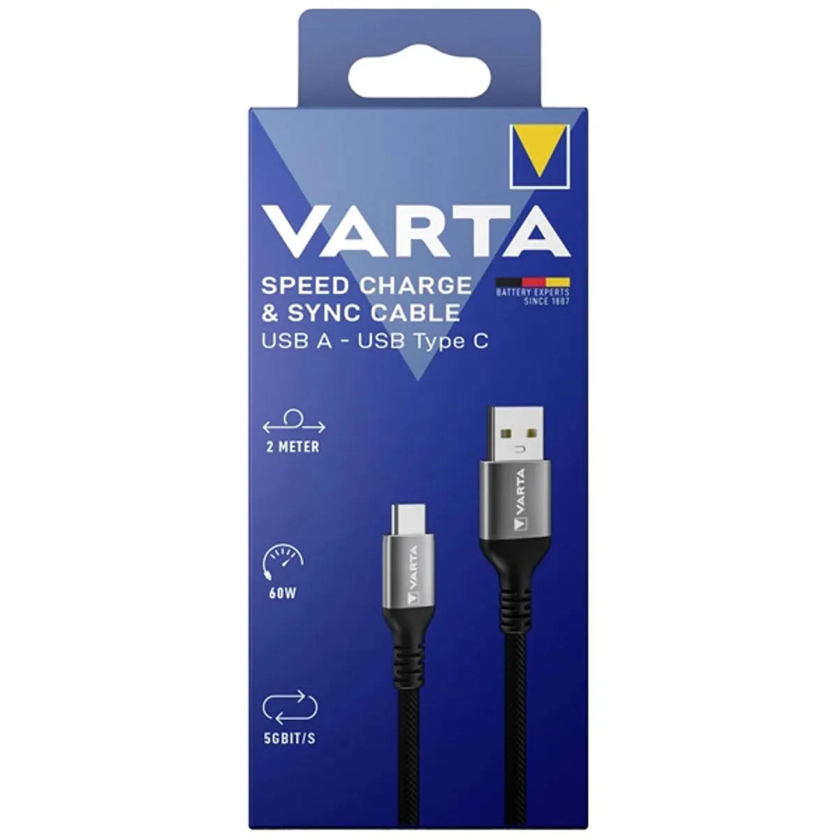 Varta 57935101111 2m 60W USB A-USB C adat- és töltőkábel #3