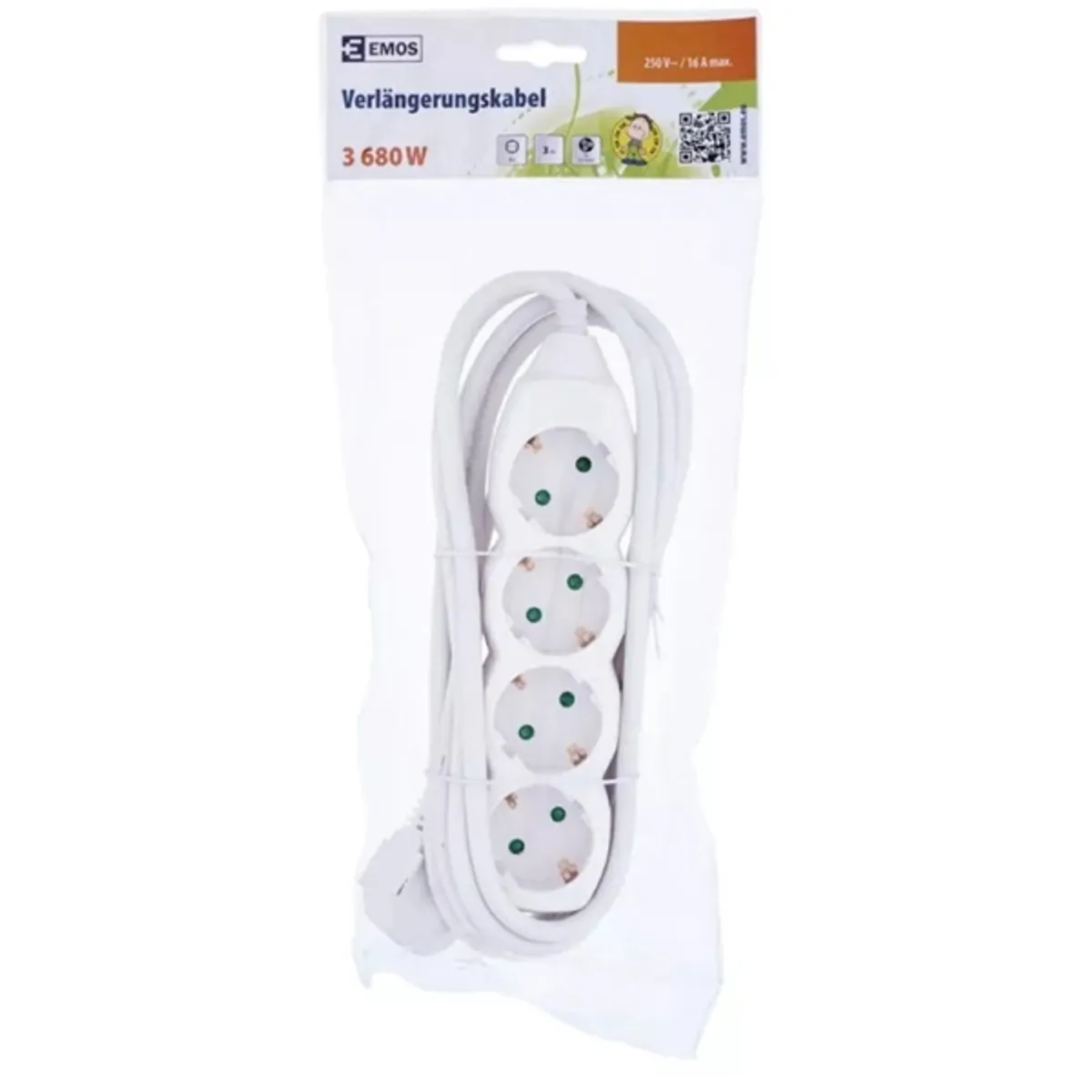 Emos P0423R 4 aljzat 3méter 1,5mm2 fehér hosszabbító #2