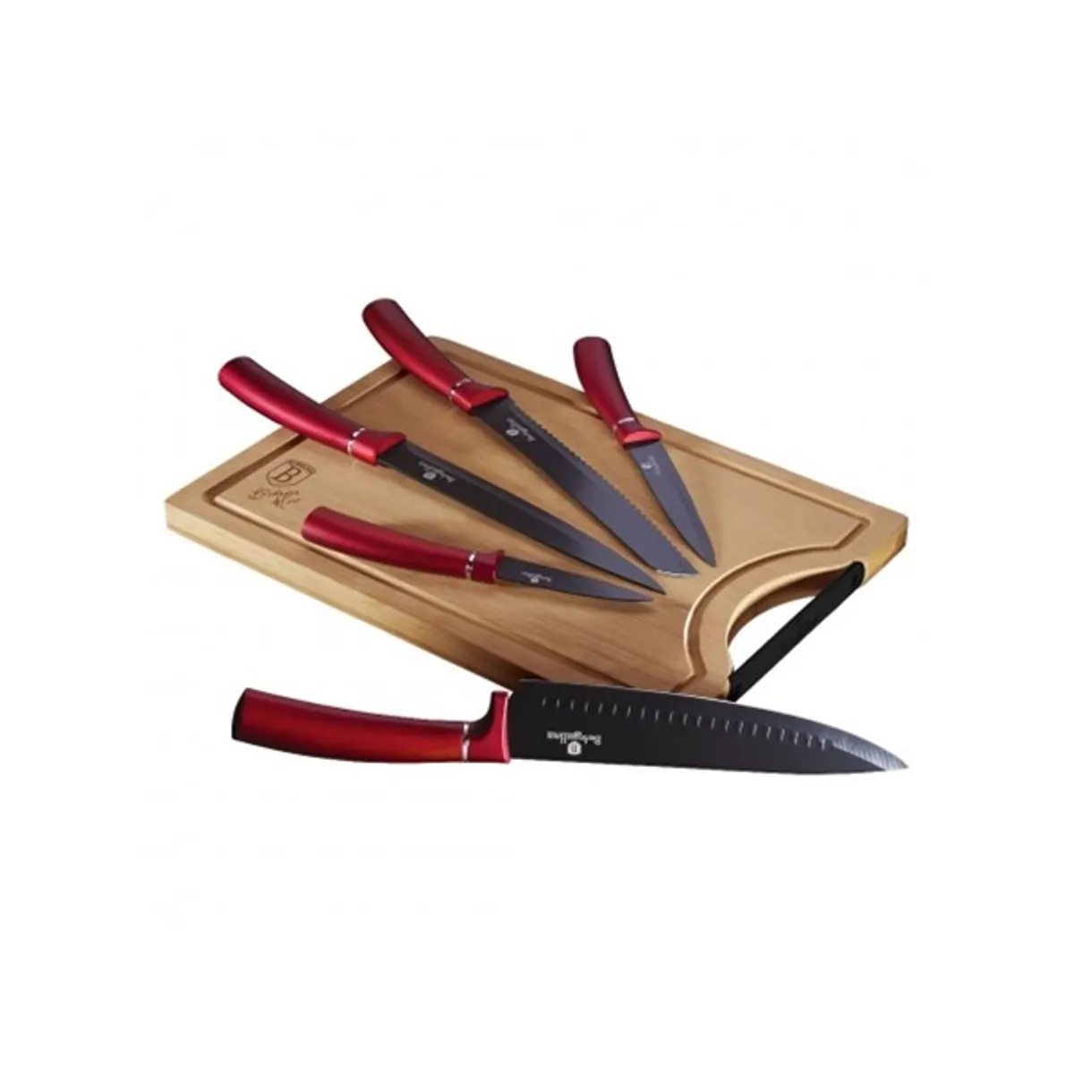 Berlinger Haus BH/2552AN bambusz vágódeszkával, burgundi 6 részes késkészlet #1