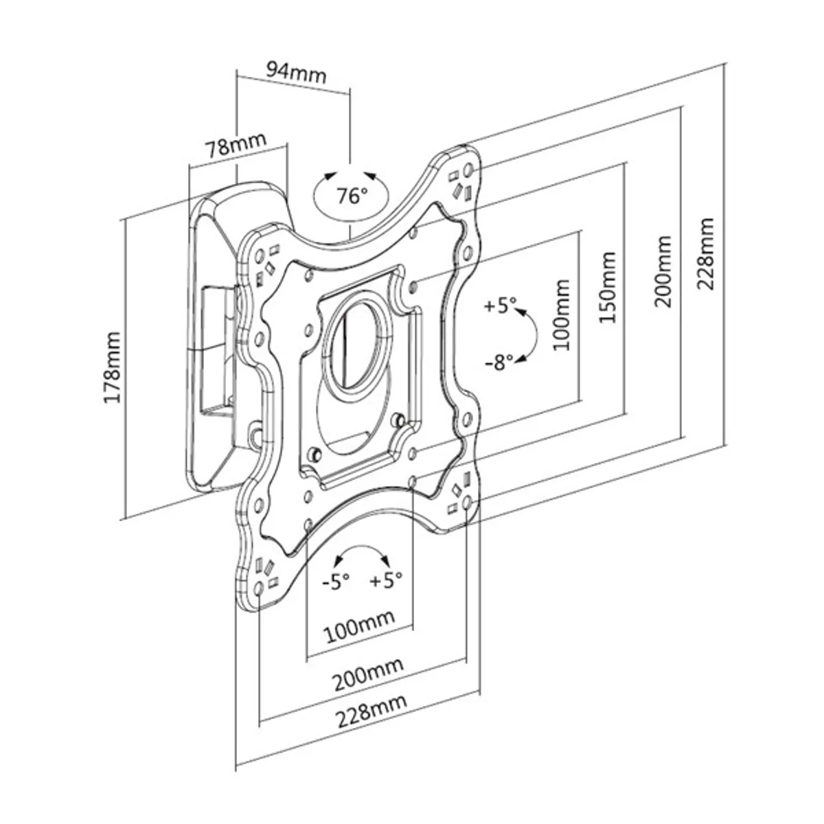 Stell SHO 7500 23"-42" VESA 200x200 dönthető fali konzol #5