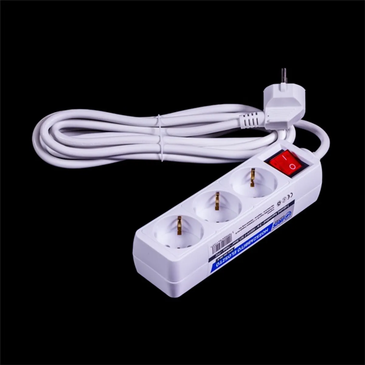 IRIS Electric IEPS-3W-1,5M-K Hosszabbító elosztó 3 aljzattal, kapcsolóval, 1,5m fehér #1