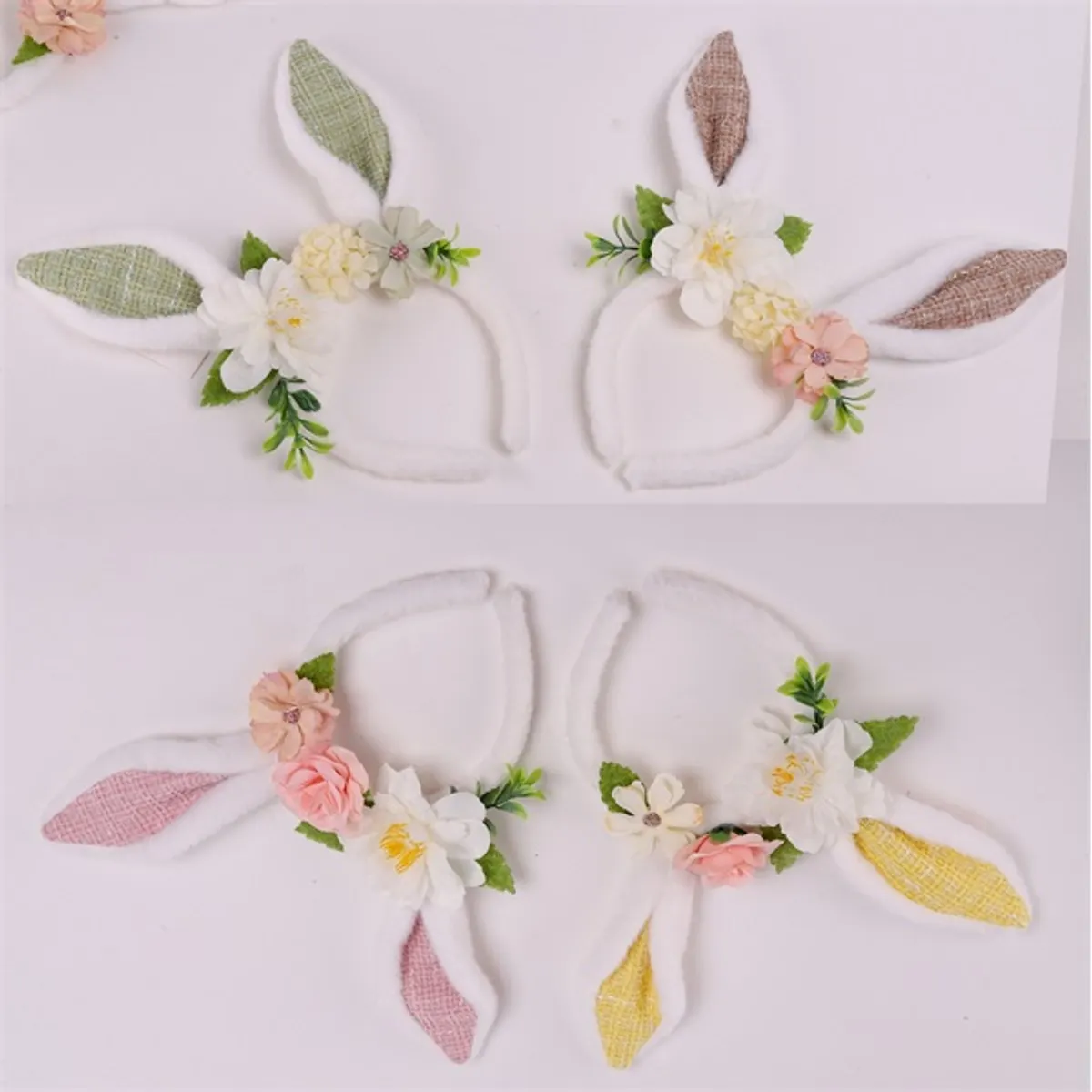 IRIS hajpánt nyuszifül+virág 4 féle szín 24cm #1